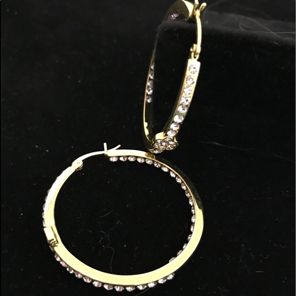 Swarovski Elements: Gold & Crystals Hoop Earrings - Picture 8 of 8